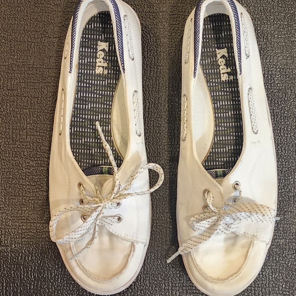 Keds Women’s White Lace-Up Boat Shoes
